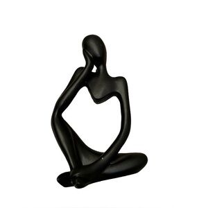Thinker Statue Abstract Figurine Home Decor Art Sculpture Black Heart Center